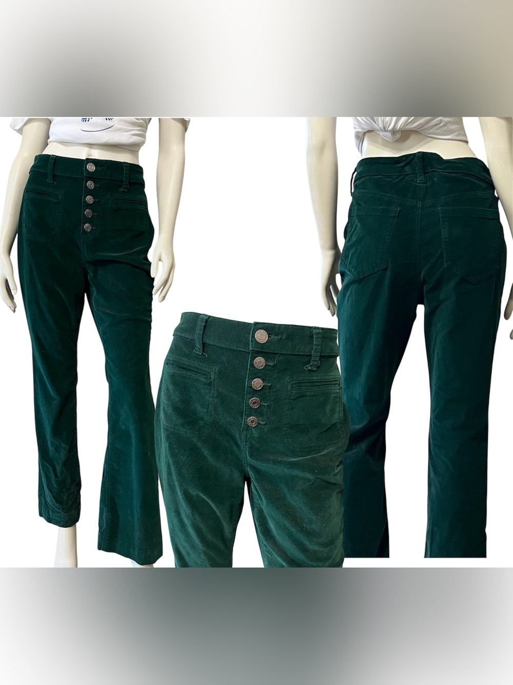 torrid Emerald Green velvet Corduroy High-Rise Flare Pants